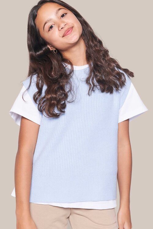 Grunt 2043-130 Strik Bluse Lyseblå